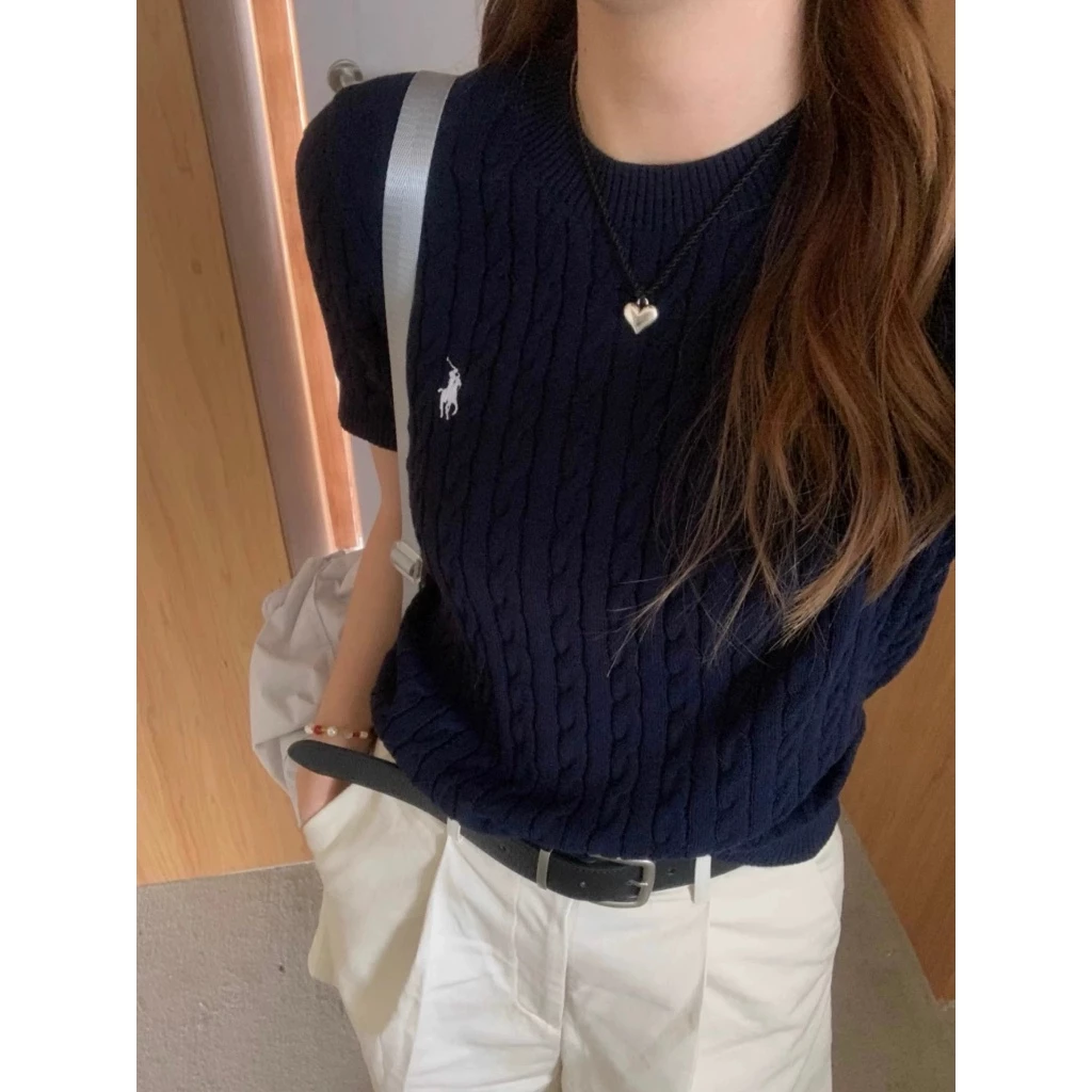  Embroidery Braided Pattern Knitted Top